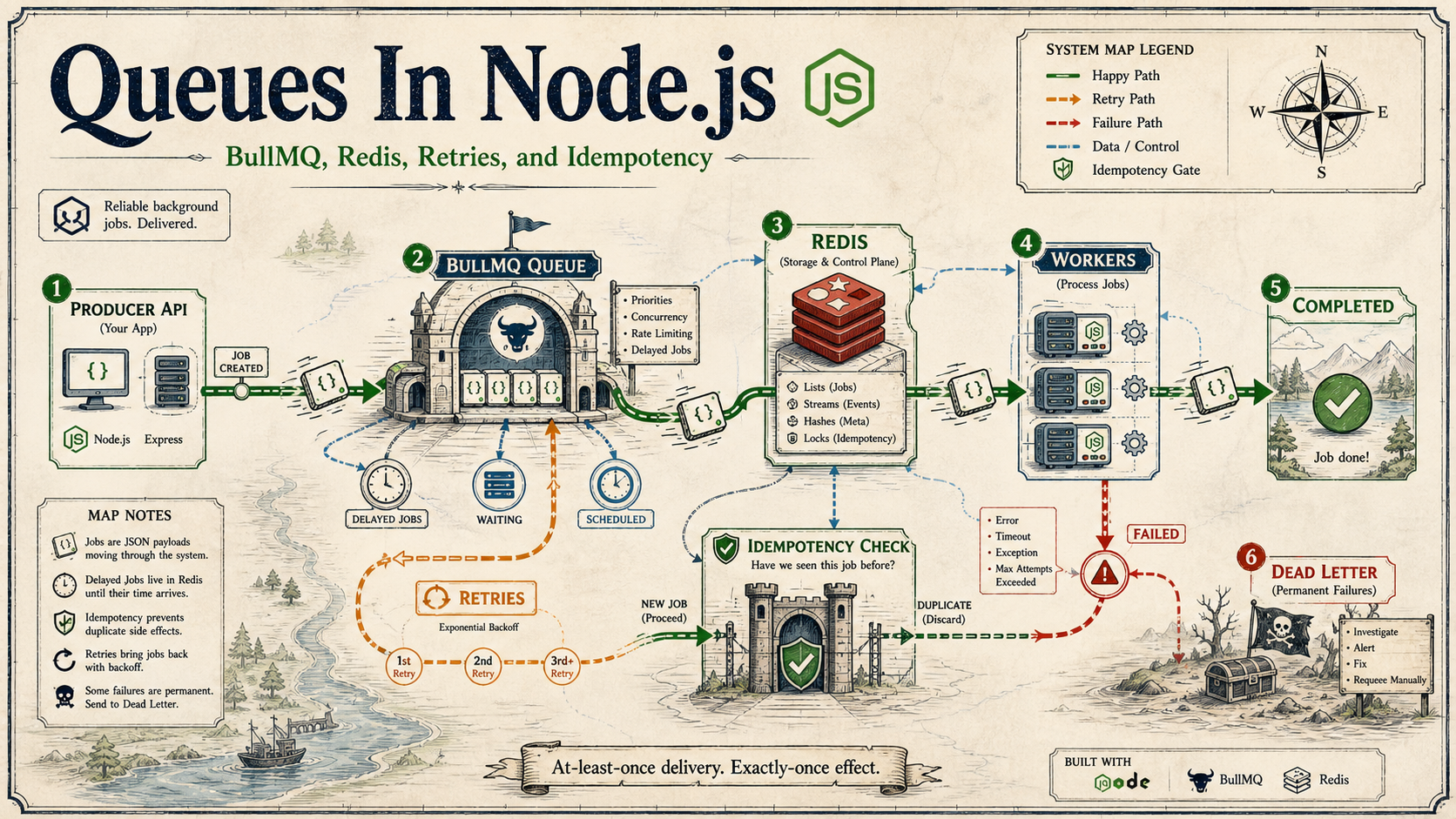 Queues In Node.js: BullMQ, Redis, Retries, And Idempotency