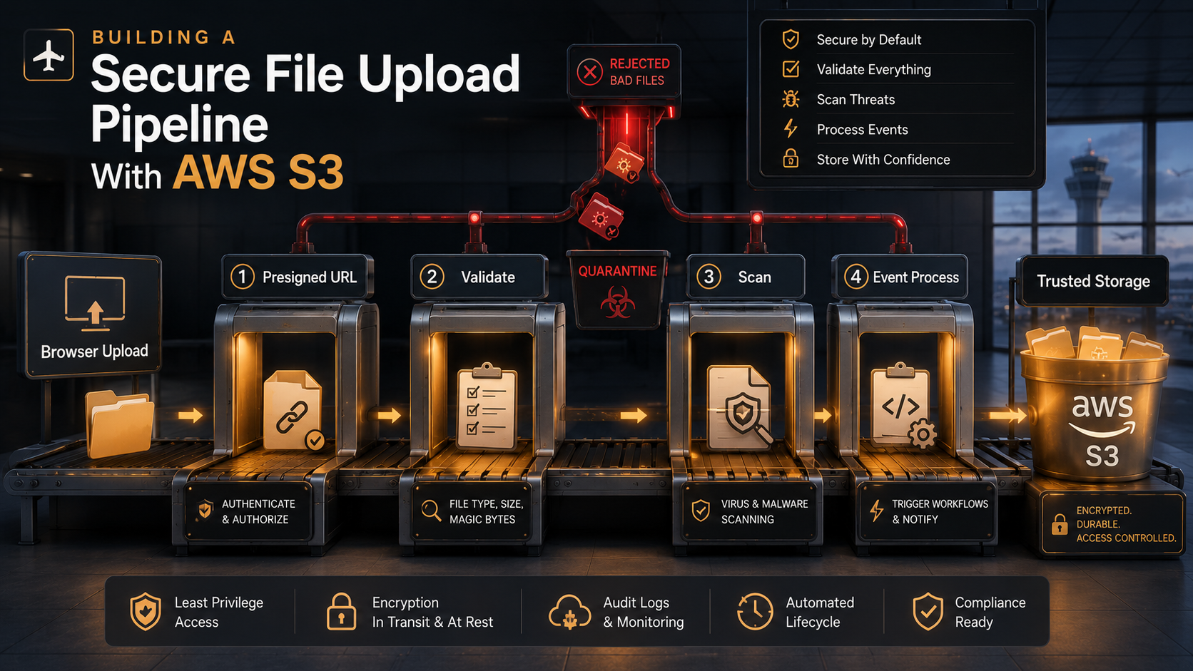 Building A Secure File Upload Pipeline With AWS S3 - cover illustration